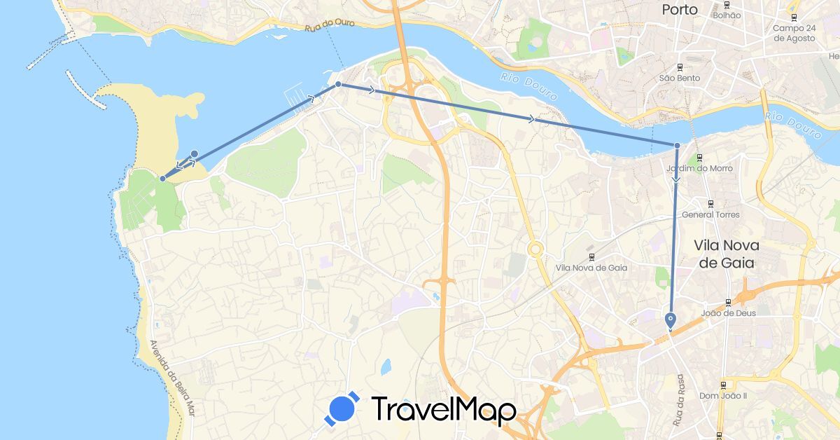 TravelMap itinerary: driving, cycling in Portugal (Europe)